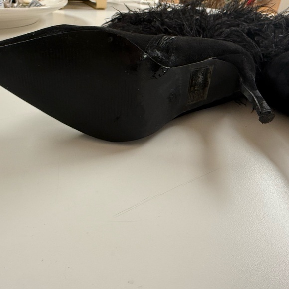 Nasty Gal Black Feather-Trim Over-the-Knee Stiletto Boots - Picture 5 of 5
